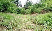 local lady heads from forest to house for some wild outdoor fun