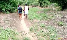 local lady heads from forest to house for some wild outdoor fun