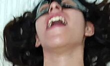 latina girlfriend in otaku cosplay masturbates wet pussy for horny friend intensely watching