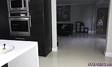 Teen Brunette Enters Rough Family Car Competition Game