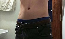 i'm strippin half naked in the work bathroom... gotta jerk this monster cock til i cum hard