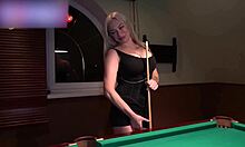 busty blonde milf rides huge cock rough on pool table cowgirl