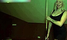 busty blonde milf rides huge cock rough on pool table cowgirl