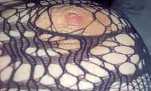 Curvy amateur spreads body open rubbing huge tits and clit to wet orgasm closeup