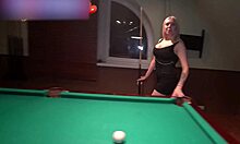 busty blonde milf rides huge cock rough on pool table cowgirl