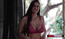 Skinny Brazilian Victoria Camargo Offers Tight Ass to Loupan for Mouth Creampie