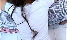 amateur mexican student kneels as couple stuffs her full of cock casero