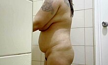 naughty indian stepmom's big boobs drip in hairy shower tease