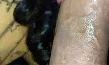 Choking hard on this massive cock while sucking deep