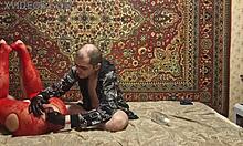 Sasha earth masturbates ass with dildo under anastasia mistress guidance wet and gaping