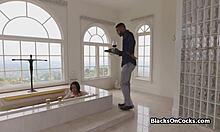 bbc sliding between big tits tub?