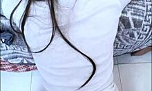 amateur mexican student kneels as couple stuffs her full of cock casero