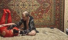 Sasha earth masturbates ass with dildo under anastasia mistress guidance wet and gaping