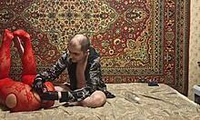 Sasha earth masturbates ass with dildo under anastasia mistress guidance wet and gaping