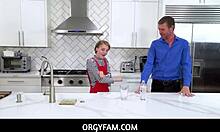 Stressed Dakota Burns calms down with stepdad's dick during wild family orgy