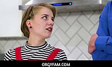 Stressed Dakota Burns calms down with stepdad's dick during wild family orgy