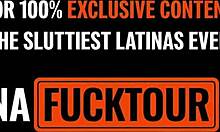 Hot Latina teens go crazy on big white cock? Wild threesome domination face fuck!