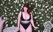 Hey, trying on this tiny bikini for the curvy redhead neighbor?