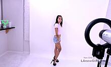 heart pounding as hot aspiring model strips for audition daddy fucks her tight pussy on sofa swallow cum in pov interview