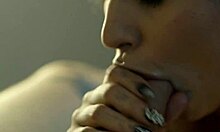 hey this teasing tattooed babe with piercing tongue gives handjob blowjob then fucks my monster cock wet