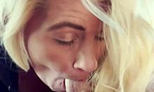 Real Hooker Swallows Massive Facial Cumshot Outdoors!