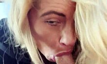 Real Hooker Swallows Massive Facial Cumshot Outdoors!