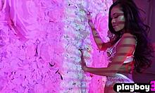 hey, watch this petite asian teen rip off her white lingerie and pose naked