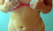 beautiful tanned latinas shower wet pussies after beach