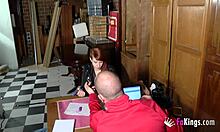 horny shy redhead teen bends over teases with natural tits in first-time casting interview