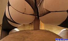 amateur babe rides british old man's cock in stockings!