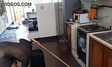 Famous mexican influencer rams broomstick deep in kitchen