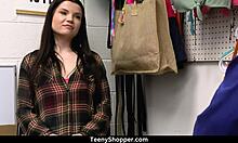 that teenie beauty in uniform got caught stealing then mike mancini fucks her shaved pussy hard
