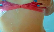 beautiful tanned latinas shower wet pussies after beach