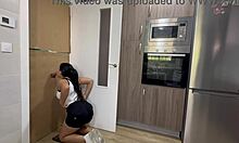 Cleaning Kitchen Uncovers Glory Hole Cock Surprise