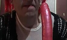 bisexual crossdresser mark wright anal fucks dildo stick then sucks ass-to-mouth clean