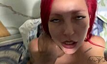 stepmom sucks my cock non-stop despite the scolding, ends with cum in mouth