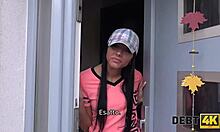 Muscular guy pounds cute broke debtor for debt payment 💪🍑