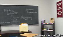 innocenthigh's perky tits tattooed volleyball athlete gets classroom hardcore fuck