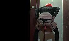 bisexual crossdresser mark wright anal fucks dildo stick then sucks ass-to-mouth clean