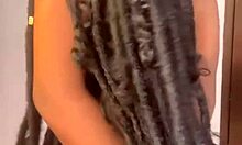 young skinny ebony teen student licks and dominates big cock in femdom worship session