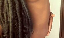 young skinny ebony teen student licks and dominates big cock in femdom worship session