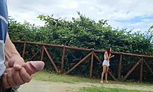 Risky street stroke shocks stunning redhead beauty