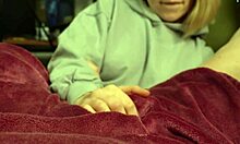 Our TV time leads to her handjob and my quick ruined cumshot