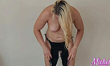 Sexy Blonde MILF Tries On Lingerie Bikini Flaunting Big Curvy Ass