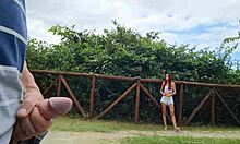 Risky street stroke shocks stunning redhead beauty