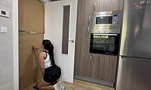 Cleaning Kitchen Uncovers Glory Hole Cock Surprise