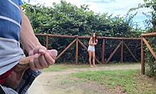 Risky street stroke shocks stunning redhead beauty