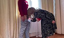 stepson convinces horny mature stepmom for deep blowjob and tight anal