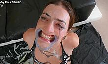 malafalda spreads mouth wide for anal spew throatfuck. degraded hard in rough session