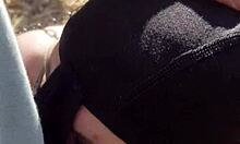 French slave milf bound, fucked outdoors in stockings and heels